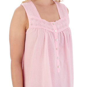 Slenderella Ladies Sleeveless Circular Dobby Dot Cotton Nightie (3 Colours)