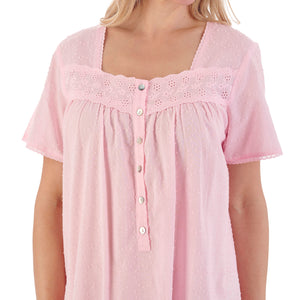 Slenderella Ladies Short Sleeve Circular Dobby Dot Cotton Nightie (3 Colours)