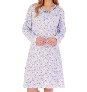 Slenderella Long Sleeve Ditsy Floral Jersey Nightie (3 Colours)