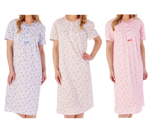 Slenderella Ditsy Floral Short Sleeve Jersey Nightie (3 Colours)