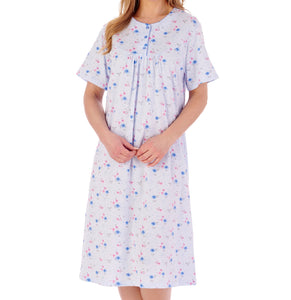 Slenderella Ladies Floral Picot Trim Nightdress (3 Colours)