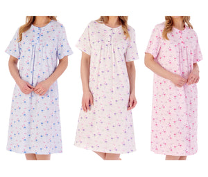 Slenderella Ladies Floral Picot Trim Nightdress (3 Colours)