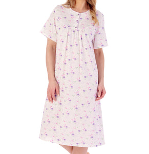 Slenderella Ladies Floral Picot Trim Nightdress (3 Colours)