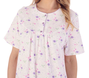 Slenderella Ladies Floral Picot Trim Nightdress (3 Colours)