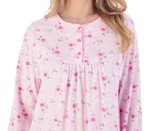 Load image into Gallery viewer, Slenderella Ladies Floral Picot Trim Long Sleeved Nightdress (3 Colours)