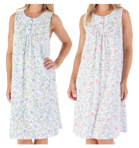 Slenderella Trailing Floral Print Sleeveless Jersey Nightie (2 Colours)