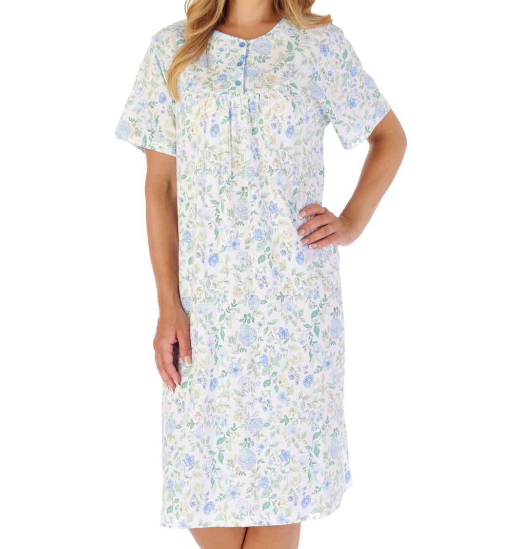 Slenderella Trailing Floral Print Short Sleeve Jersey Nightie (2 Colours)