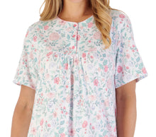 Load image into Gallery viewer, Slenderella Trailing Floral Print Short Sleeve Jersey Nightie (2 Colours)