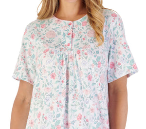 Slenderella Trailing Floral Print Short Sleeve Jersey Nightie (2 Colours)