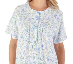 Slenderella Trailing Floral Print Button Down Jersey Nightie (2 Colours)