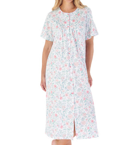 Slenderella Trailing Floral Print Button Down Jersey Nightie (2 Colours)