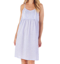 Load image into Gallery viewer, Slenderella Ladies Gingham &amp; Flower Design Chemise (Blue or Pink)