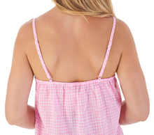 Load image into Gallery viewer, Slenderella Ladies Gingham &amp; Flower Design Chemise (Blue or Pink)