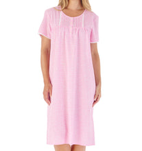 Load image into Gallery viewer, Slenderella Gingham &amp; Flower Design Short Sleeve Cotton Nightie (2 Colours)