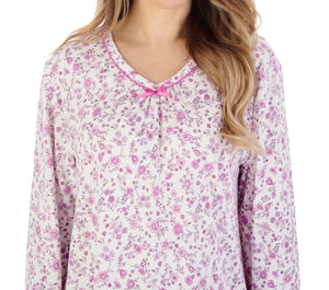 Slenderella Ditsy Floral Jersey Long Sleeve Nightie (3 Colours)