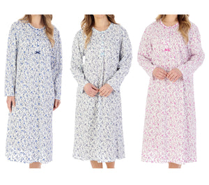 Slenderella Ditsy Floral Jersey Long Sleeve Nightie (3 Colours)