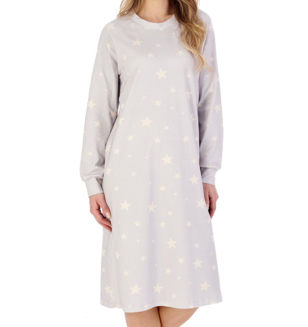 Slenderella Star Print Jersey Long Sleeve Nightie (2 Colours)