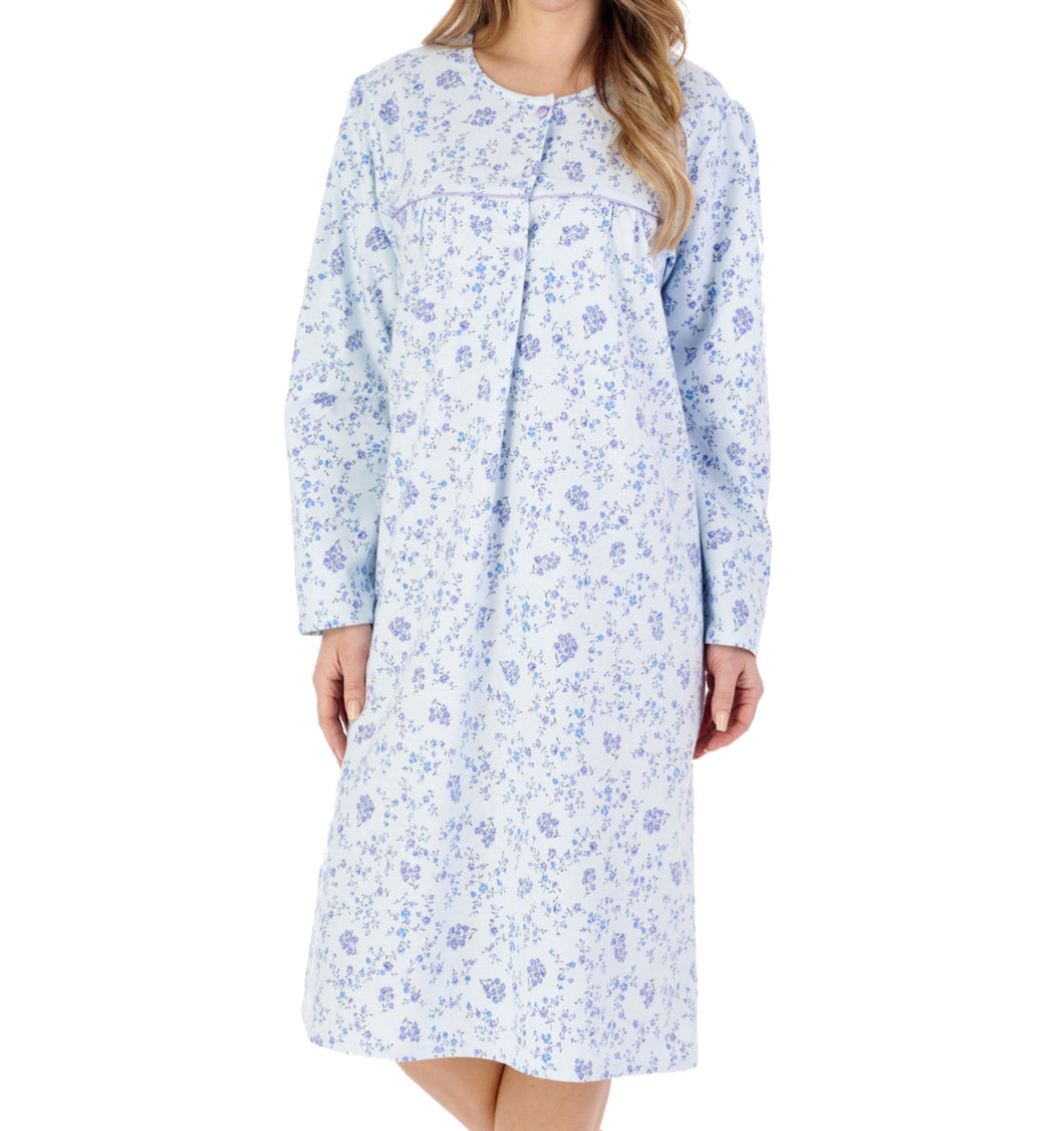 Slenderella Floral Flannel Cotton Long Sleeve Nightdress (3 Colours)