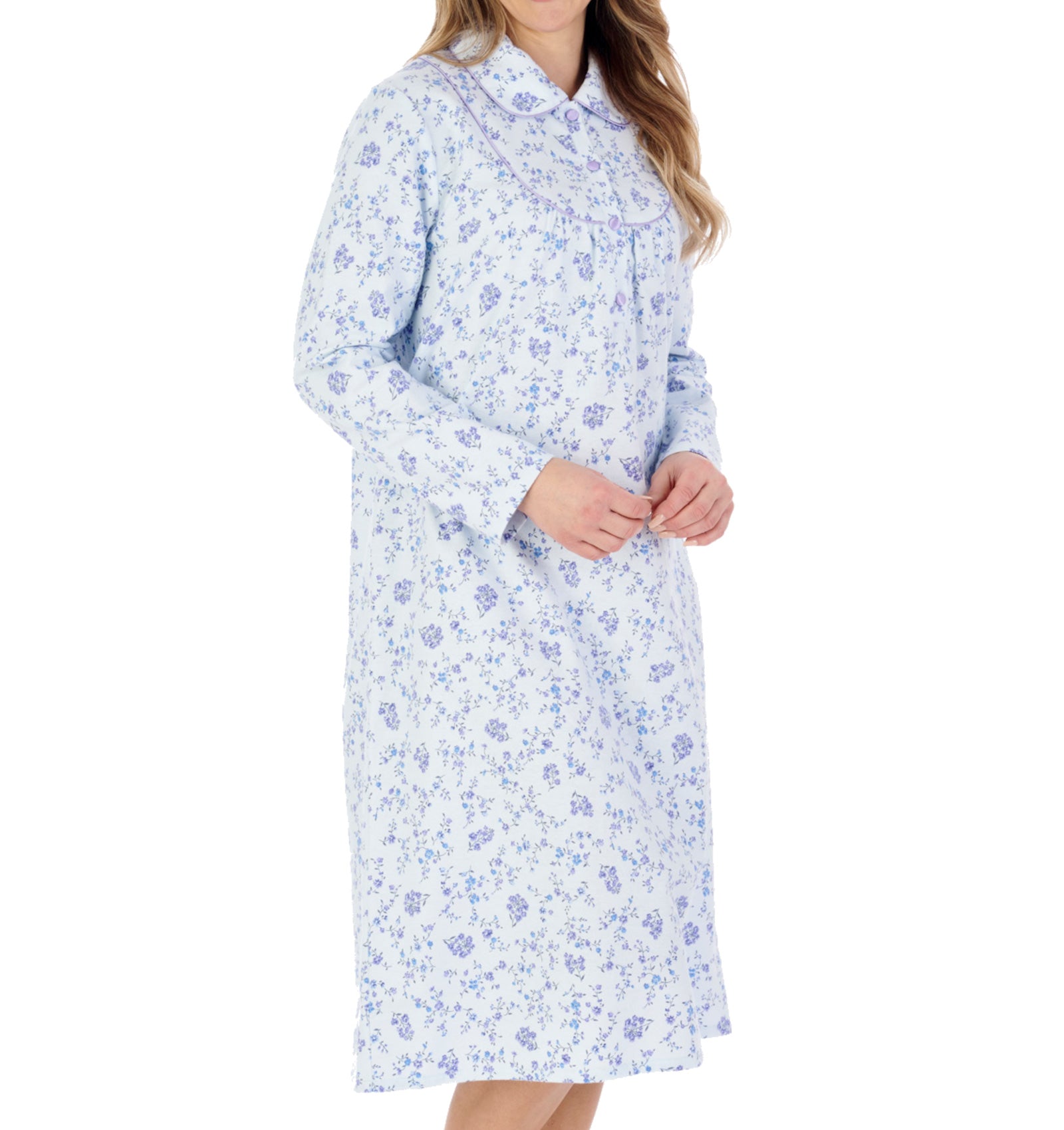 Slenderella Ladies Floral Peter Pan Collar Flannel Nightdress 3