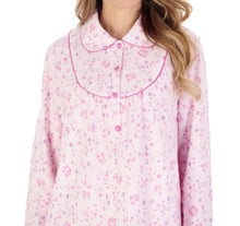 Load image into Gallery viewer, Slenderella Ladies Floral Peter Pan Collar Flannel Nightdress (3 Colours)