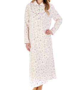 Slenderella Ladies Floral Flannel Ankle Length Nightdress (3 Colours)