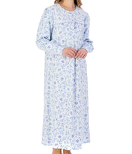 Load image into Gallery viewer, Slenderella Ladies Floral Flannel Cuff Sleeve Long Nightdress (3 Colours)