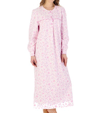 Load image into Gallery viewer, Slenderella Ladies Floral Flannel Cuff Sleeve Long Nightdress (3 Colours)