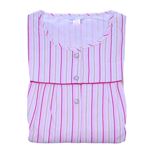 Slenderella Ladies Striped Cotton Long Sleeved Nightshirt UK 10-22 (Blue or Pink)