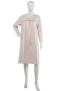 Slenderella Ladies Striped Cotton Long Sleeved Nightshirt UK 10-22 (Blue or Pink)