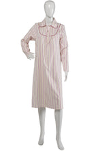 Load image into Gallery viewer, Slenderella Ladies Striped Cotton Long Sleeved Nightshirt with Collar Pink / Size UK 12-14
