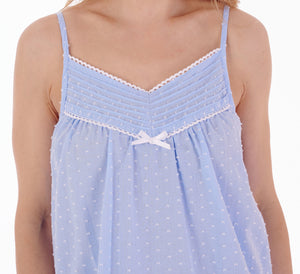 Slenderella Ladies Dobby Dot Knee Length Chemise (Blue or Pink)