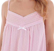 Load image into Gallery viewer, Slenderella Ladies Dobby Dot Knee Length Chemise (Blue or Pink)