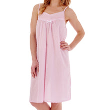 Load image into Gallery viewer, Slenderella Ladies Dobby Dot Knee Length Chemise (Blue or Pink)