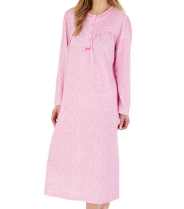 Slenderella Long Sleeve Ditsy Floral Nightie with Pintuck Detail (3 Colours)
