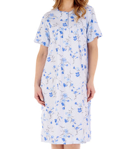 Slenderella Ladies Floral Knee Length Picot Trim Nightdress (3 Colours)