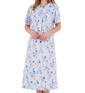 Slenderella Ladies Floral Calf Length Picot Trim Nightdress (3 Colours)