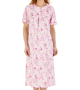 Slenderella Ladies Floral Calf Length Picot Trim Nightdress (3 Colours)