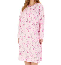 Load image into Gallery viewer, Slenderella Ladies Floral Long Sleeve Picot Trim Nightdress (3 Colours)