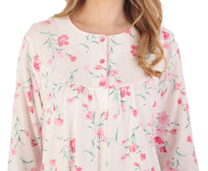 Slenderella Ladies Floral Long Sleeve Button Down Nightdress (3 Colours)