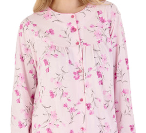 Slenderella Ladies Floral Long Sleeve Button Down Nightdress (3 Colours)