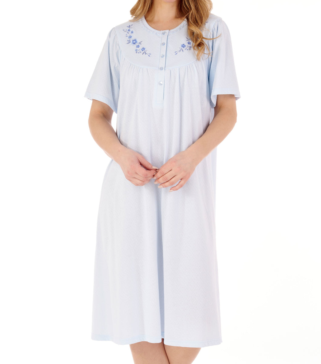 Slenderella Ladies Jacquard Jersey Floral Yoke Nightdress (2 Colours)