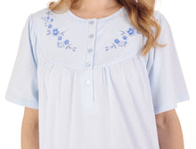 Load image into Gallery viewer, Slenderella Ladies Jacquard Jersey Floral Yoke Nightdress (2 Colours)