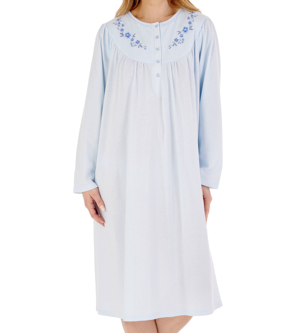 Slenderella Ladies Floral Embroidery Jacquard Jersey Nightdress (2 Colours)