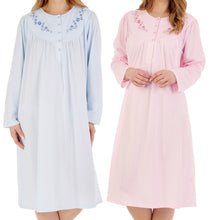 Load image into Gallery viewer, Slenderella Ladies Floral Embroidery Jacquard Jersey Nightdress (2 Colours)