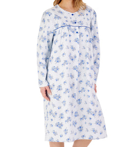 Slenderella Floral Long Sleeve Flannel Cotton Nightdress (3 Colours)