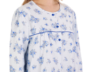 Slenderella Floral Long Sleeve Flannel Cotton Nightdress (3 Colours)