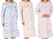 Load image into Gallery viewer, Slenderella Floral Long Sleeve Flannel Cotton Nightdress (3 Colours)