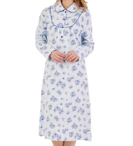 Slenderella Ladies Floral Flannel Nightdress with Collar (3 Colours)
