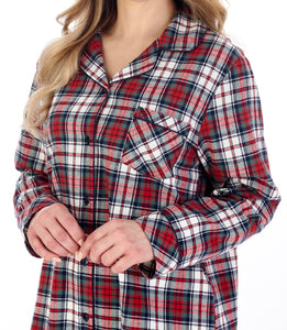 Slenderella Ladies Yarn Dyed Cotton Red Tartan Nightshirt