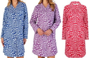 Slenderella Ladies Floral Brushed Cotton Nightshirt (3 Colours)